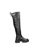 Bota alta negra de cuero con forro confortable, perfecta para frío.
