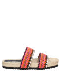 Calzado casual femenino multicolor con tiras anchas, ideal para un look boho chic en verano, cómoda y estilizada.