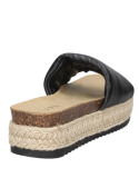 Sandalia de cuero negro para mujer, estilo bohemio, con plataforma que añade altura y un toque elegante y relajado.