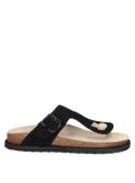 Calzado casual negro de cuero para mujer, ideal para actividades informales, con suela ergonómica y tacón bajo.
