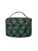 Cosmetiquero verde de poliéster reciclado, diseñado para mujeres, perfecto para viajes y uso diario.