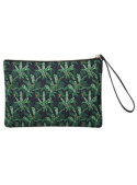 Estuche de poliéster reciclado verde para mujer, práctico y sostenible.