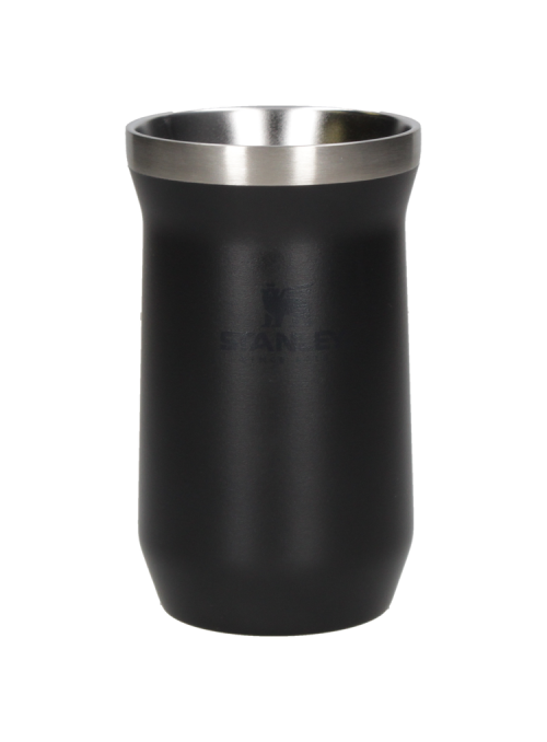 Vaso Stanley negro unisex, acero inoxidable, perfecto para actividades al aire libre y disfrutar del mate.