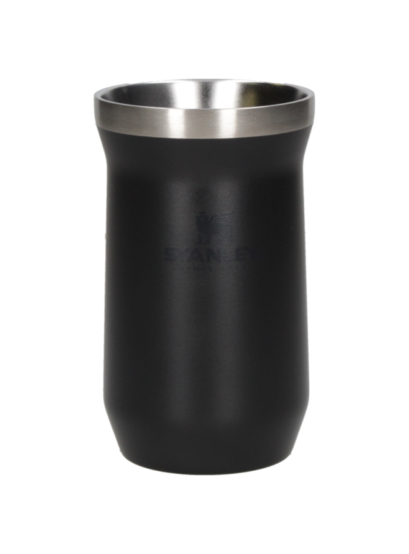 Vaso Stanley negro unisex, acero inoxidable, perfecto para actividades al aire libre y disfrutar del mate.