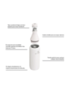 Botella de acero inoxidable rosada para niño, diseño compacto, ideal para deportes y actividades recreativas.