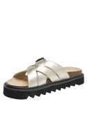 Cuero dorado en sandalia Zappa K351 para mujer, estilo casual con diseño vanguardista y taco bajo.