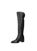 Bota de cuero negro sobria y versátil, sin adornos excesivos, adecuada para estilo de vida urbano.