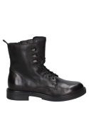 Calzado casual de cuero negro con construcción robusta, adecuado para combinar con atuendos casuales o formales.