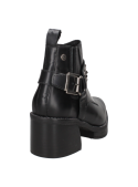 Botín negro de cuero para mujer, estilo urbano con hebilla lateral y suela duradera para uso diario.