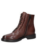 Calzado casual de cuero café femenino, robusto y elegante, con cierre lateral oculto y cordones para ajuste cómodo.