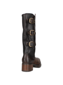 Bota casual de cuero café para mujer, con suela gruesa que proporciona durabilidad y aislamiento.