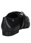 Calzado oxford negro de cuero para mujer, sofisticado y moderno, adecuado para eventos formales o reuniones de trabajo.