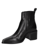 Botín Chelsea negro de cuero para mujer con diseño clásico y puntera puntiaguda, ideal para un estilo urbano sofisticado.