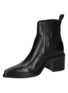 Botín Chelsea negro de cuero para mujer con diseño clásico y puntera puntiaguda, ideal para un estilo urbano sofisticado.