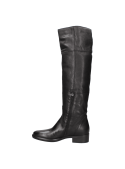 Bota sobre la rodilla de cuero negro, estilo casual y sofisticado, perfecta para proteger contra el frío.