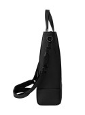 Bolso casual negro con cierre superior en nylon, detalles en PU, versátil para looks urbanos.