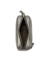 Bandolera gris casual de mujer con textura rugosa y correa ajustable de nylon.