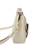 Bolso versátil con dos bolsillos, uno con cierre, en diseño contemporáneo.