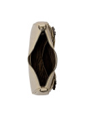 Bandolera blanca casual para mujer, con correa ajustable de PU y hebilla metálica moderna.