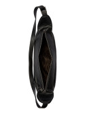Bolso casual de PU negro, textura suave y ligeramente brillante, ideal para moda urbana.