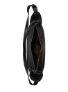 Bolso casual de PU negro, textura suave y ligeramente brillante, ideal para moda urbana.