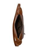 Bandolera marrón espaciosa de 26x40x11 cm, diseño elegante y rústico para ocasiones cotidianas.
