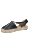 Alpargata negra de cuero para mujer con diseño clásico y elegante, ideal para estilo casual boho-chic.