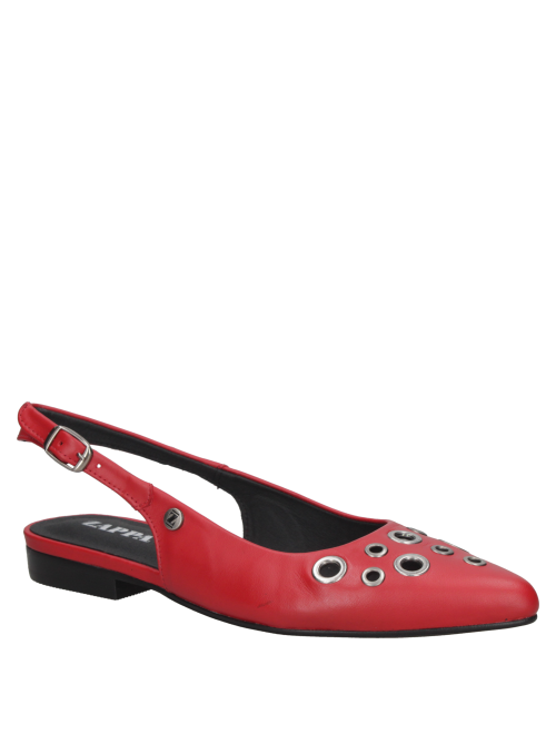 Zapato de mujer en cuero rojo, estilo casual, ideal para look punk chic.