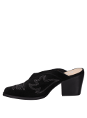 Zapato de cuero negro con forro de microfibra y estilo vaquero para looks formales y semi-casuales.