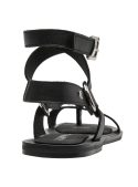 Calzado casual de cuero negro para mujer, con taco plano de 1 cm y forro de microfibra.
