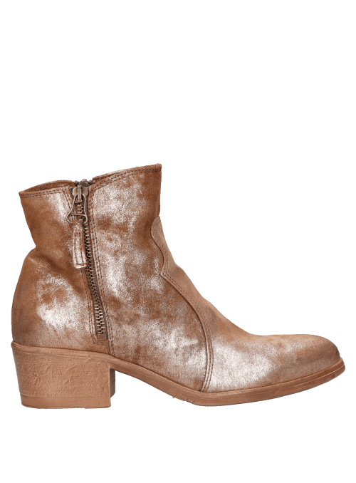 Elegante botín casual camel de cuero para mujer, con forro PU suave y taco bloque estable.
