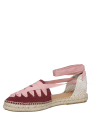 Alpargata de cuero burdeo para mujer con punta redonda y cuña de 2 cm, estilo casual.