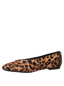 Ballerina de cuero para mujer en animal print con punta redonda y taco plano.