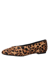 Ballerina de cuero para mujer en animal print con punta redonda y taco plano.