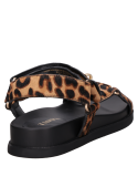 Versátil sandalia animal print de cuero con forro PU, ideal para días cálidos y outfit casual.
