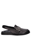 Diseño de zapato plano negro para mujer, básico para oficina o salidas informales.