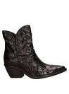 Botín de cuero negro con taco bloque de 6,5 cm, look casual chic para combinar con jeans o falda.