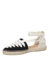 Alpargata de cuña negra para mujer, diseño sin cordones, punta redonda, cuero elegante.