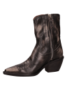 Caña al tobillo del botín vaquero gris de cuero para mujer, destacando su elegancia.