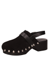 Zapato negro de cuero para mujer con taco bloque de 6 cm y punta redonda, estilo casual.