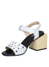 Sandalia blanca casual de cuero para mujer.