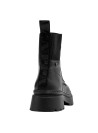 Botín de cuero negro para mujer, punta puntiaguda, recomendado para salidas informales.