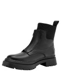Botín negro de mujer, estilo casual, diseño vanguardista, ideal para looks urbanos.