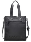 Bolso tote negro con correa ajustable, ideal para actividades diarias.