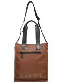 "Tote bag Zappa en color camel, estilo casual, ideal para llevar laptops de hasta 15""."