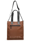 "Tote bag Zappa en color camel, estilo casual, ideal para llevar laptops de hasta 15""."