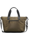 Bolso tote de nylon verde para mujer, cuenta con tres bolsillos y cierre invisible, funcionalidad moderna.