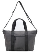 Tote bag gris casual para mujer, perfecto para el día a día, realizado en nylon duradero.
