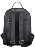 Mochila Tote Bag negra de PU graneado, estilo casual, excelente para el transporte de esenciales.