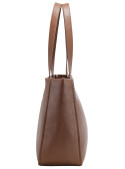 Bolso tote de PU graneado camel, práctico y elegante para uso diario femenino.